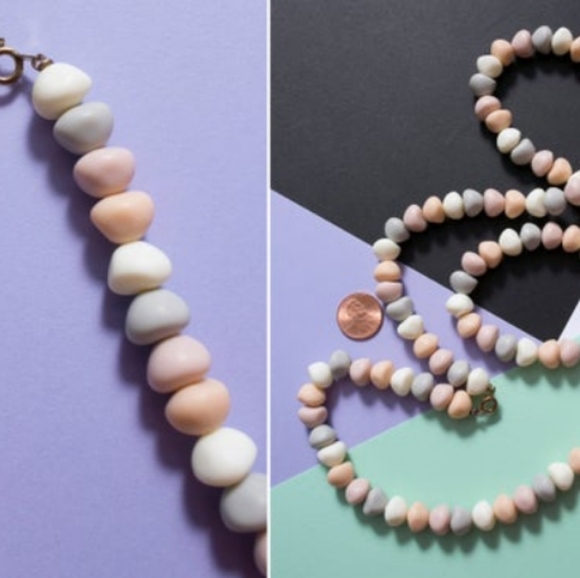 🌼 Vintage pastel matte beaded necklace + bracelet set - Picture 4 of 8